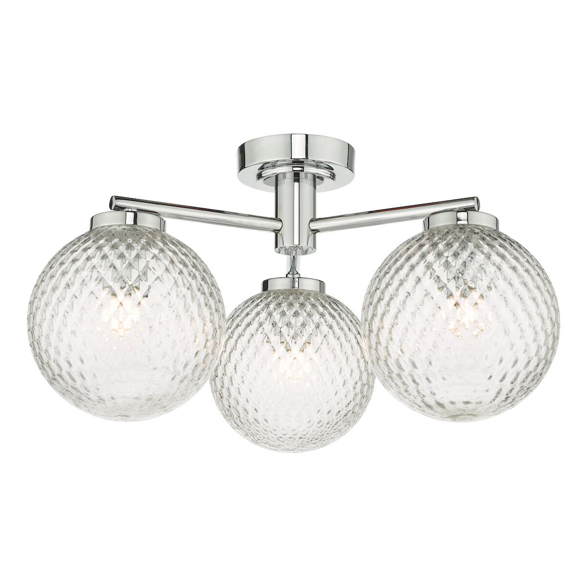 Wayne Bathroom 3 Light Semi Flush Polished Chrome Glass IP44<br>Polished Chrome