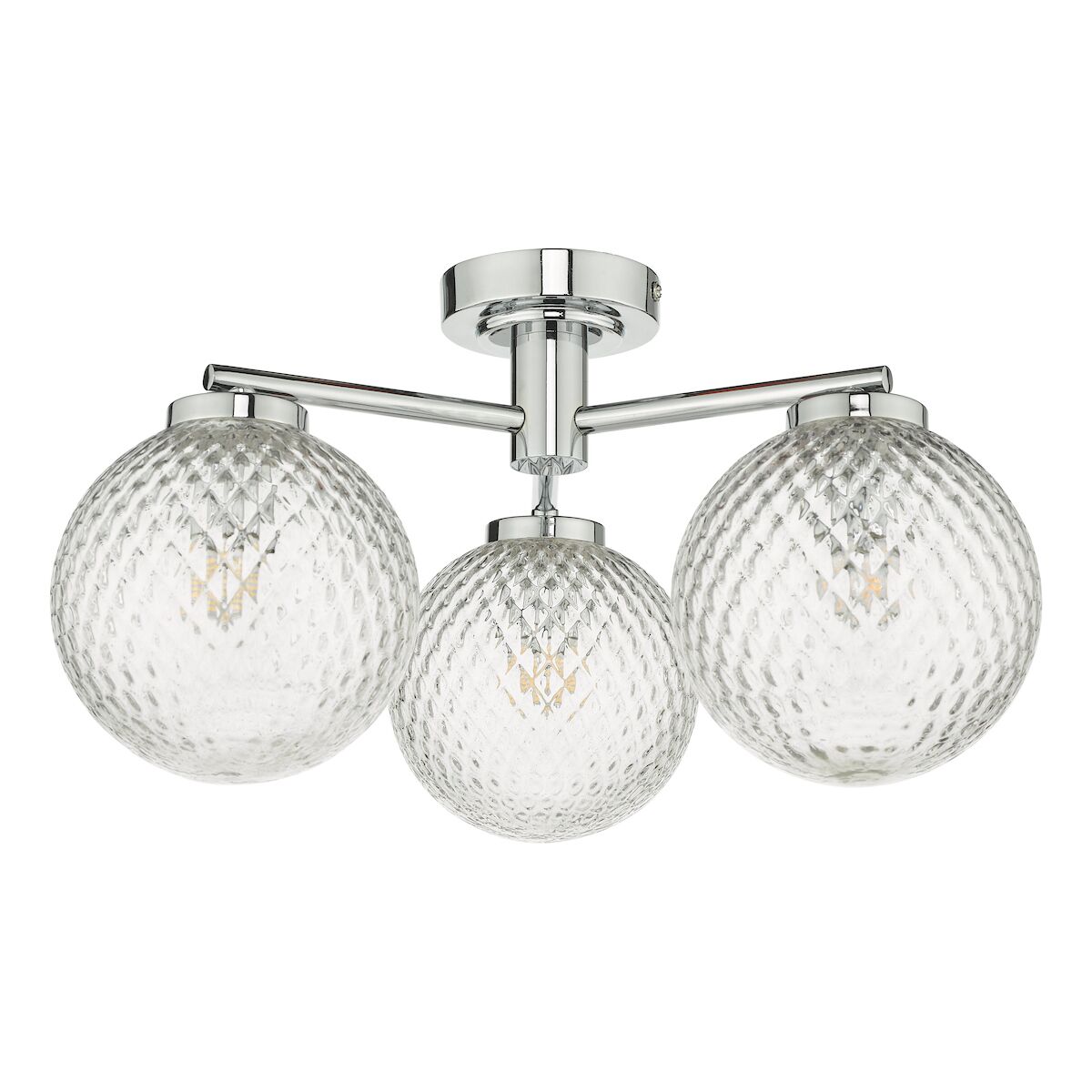Wayne Bathroom 3 Light Semi Flush Polished Chrome Glass IP44<br>Polished Chrome - Image 2