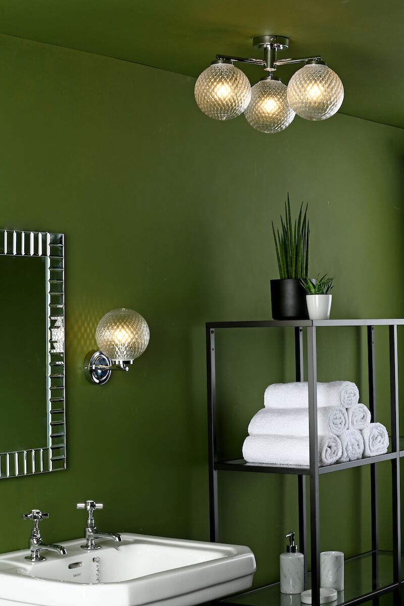 Wayne Bathroom 3 Light Semi Flush Polished Chrome Glass IP44<br>Polished Chrome - Image 5