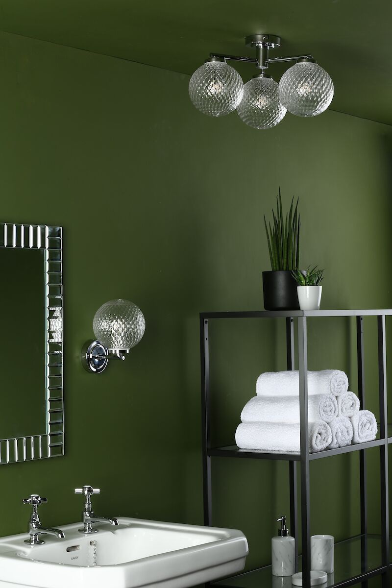 Wayne Bathroom 3 Light Semi Flush Polished Chrome Glass IP44<br>Polished Chrome - Image 6