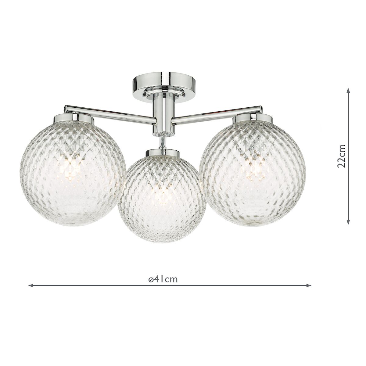 Wayne Bathroom 3 Light Semi Flush Polished Chrome Glass IP44<br>Polished Chrome - Image 7