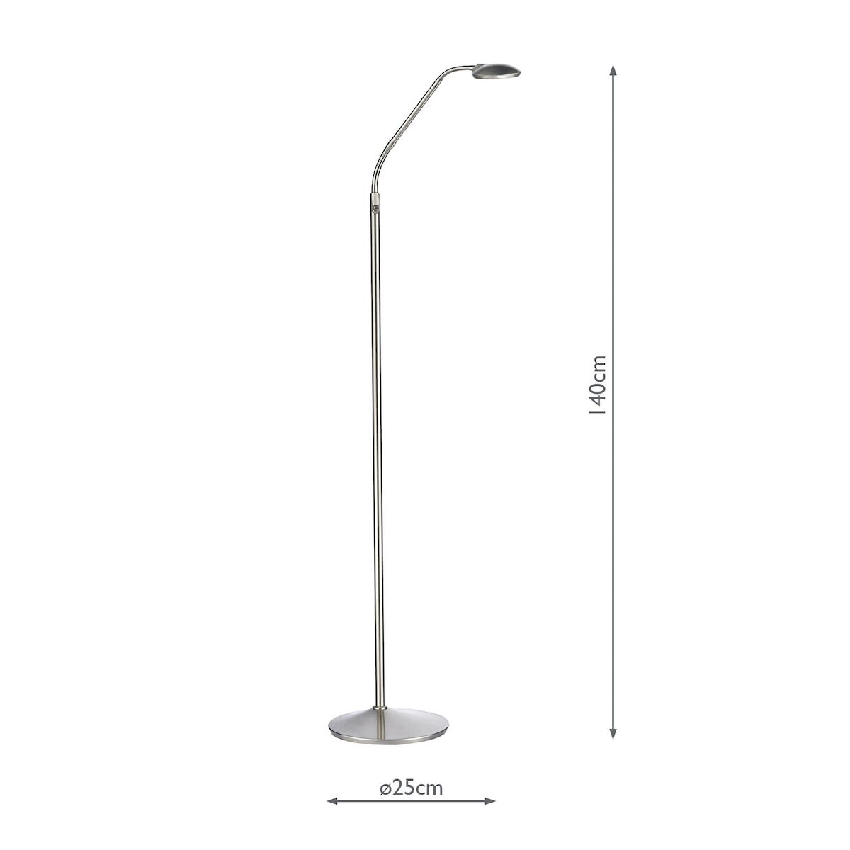 Wellington Task Floor Lamp Satin Chrome LED<br>Satin Chrome - Image 5