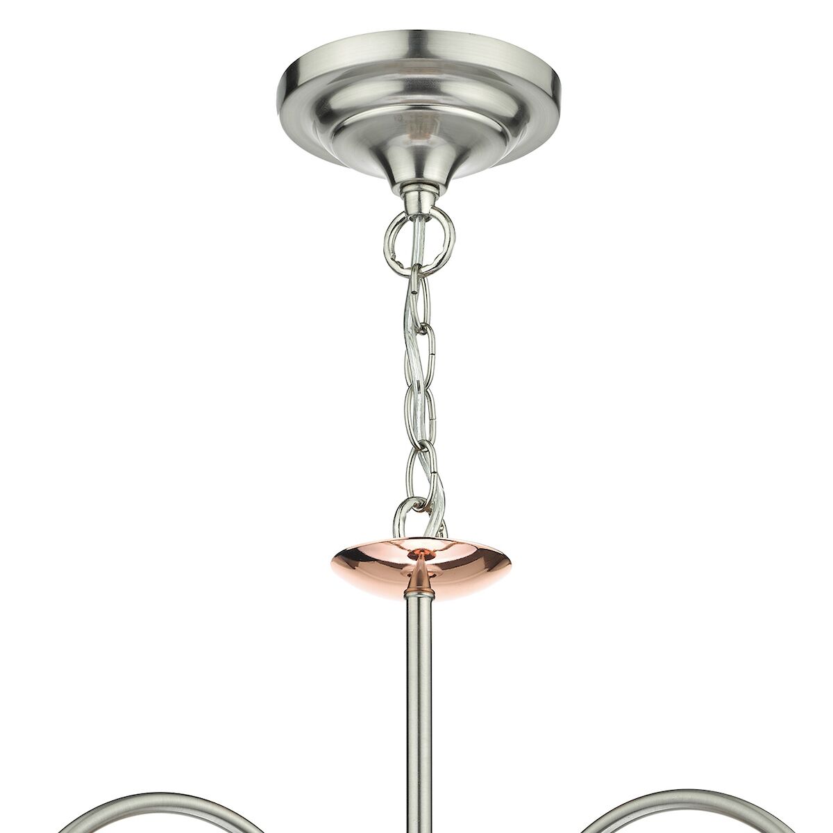 Wharfdale 3 Light Pendant Satin Chrome & Copper Textured Glass<br>Satin Chrome - Image 2