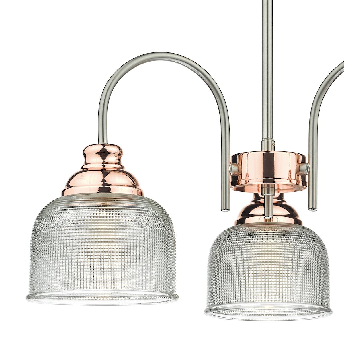 Wharfdale 3 Light Pendant Satin Chrome & Copper Textured Glass<br>Satin Chrome - Image 3