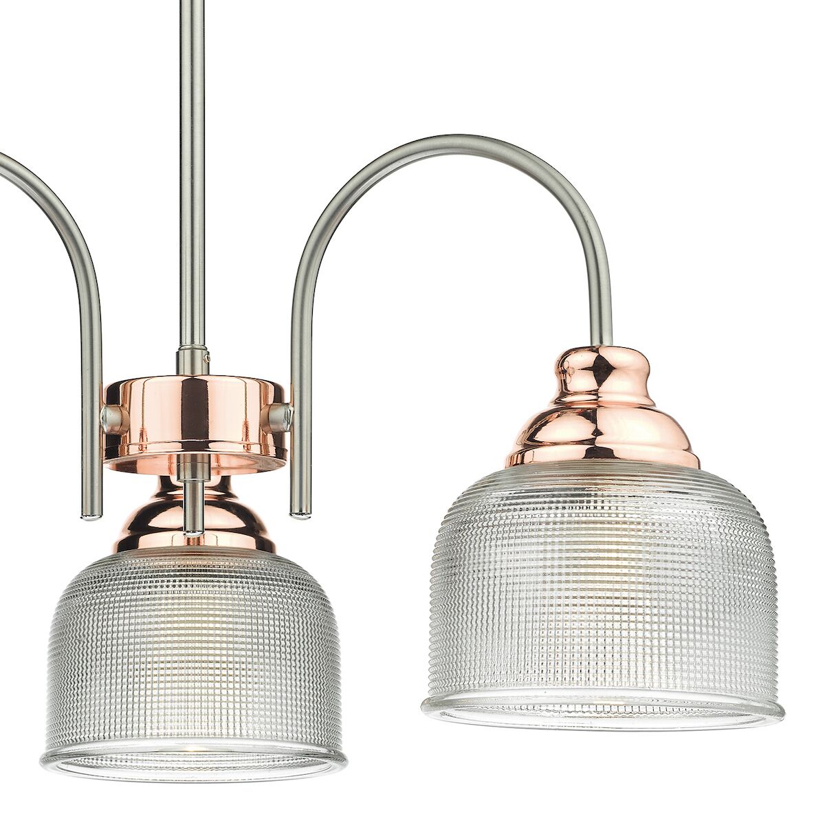 Wharfdale 3 Light Pendant Satin Chrome & Copper Textured Glass<br>Satin Chrome - Image 4