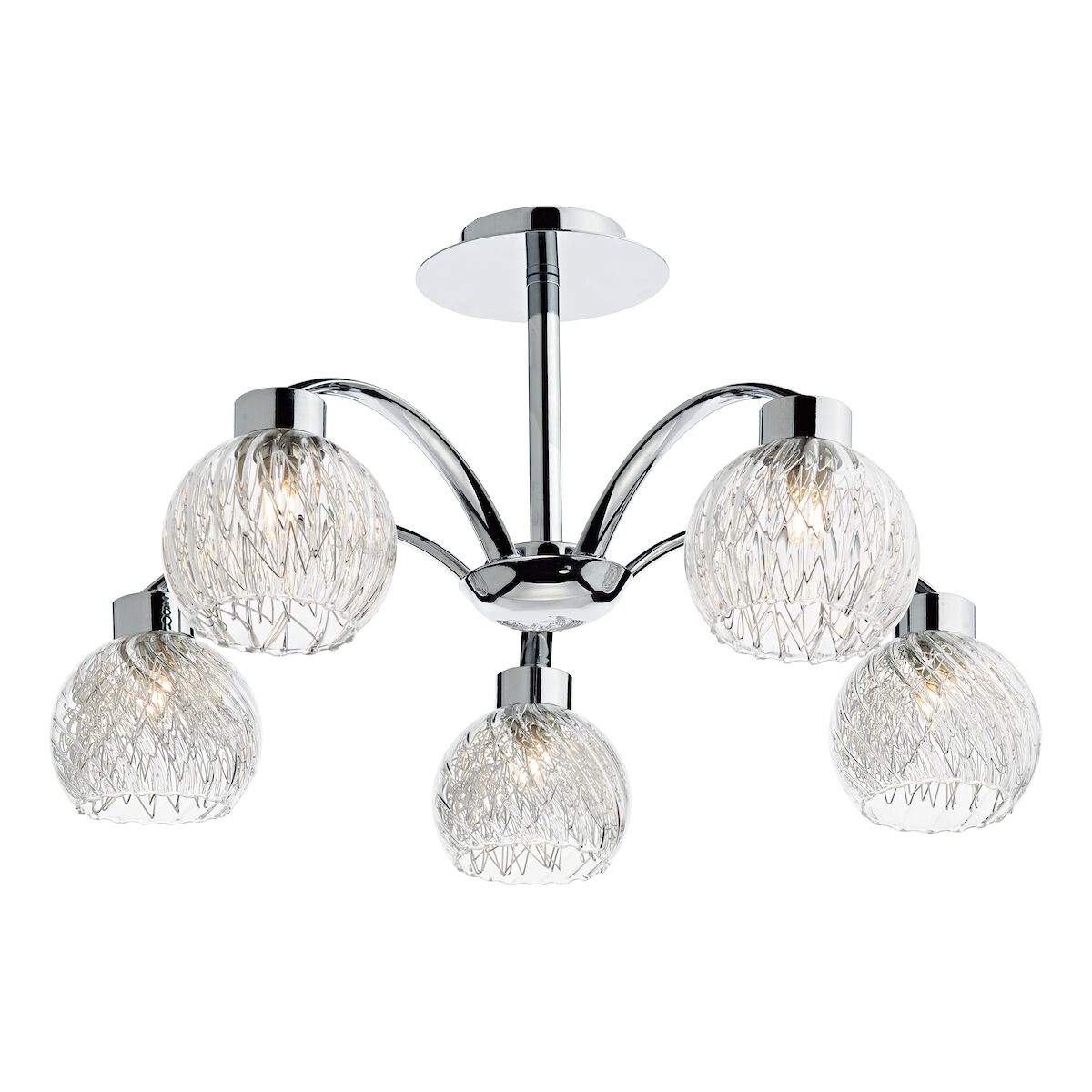 Yasmin 5 Light Semi Flush Polished Chrome<br>Polished Chrome
