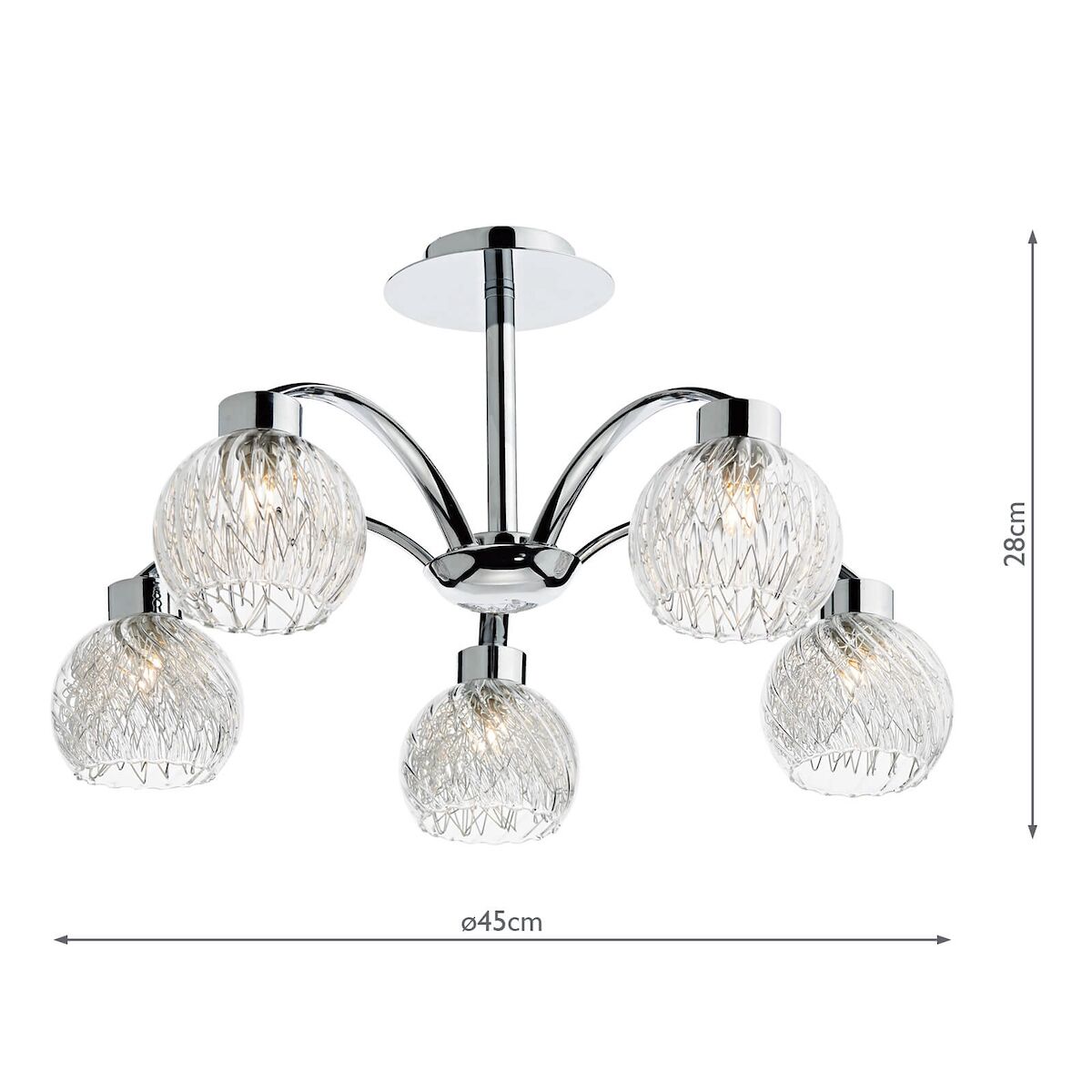 Yasmin 5 Light Semi Flush Polished Chrome<br>Polished Chrome - Image 5