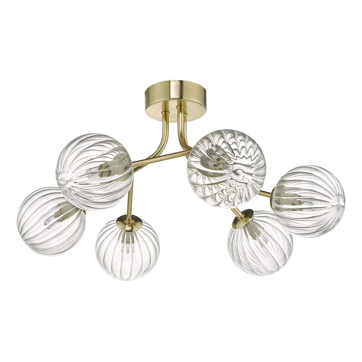 Yiska 6 Light Semi Flush Gold & Glass<br>Satin Gold - Image 2