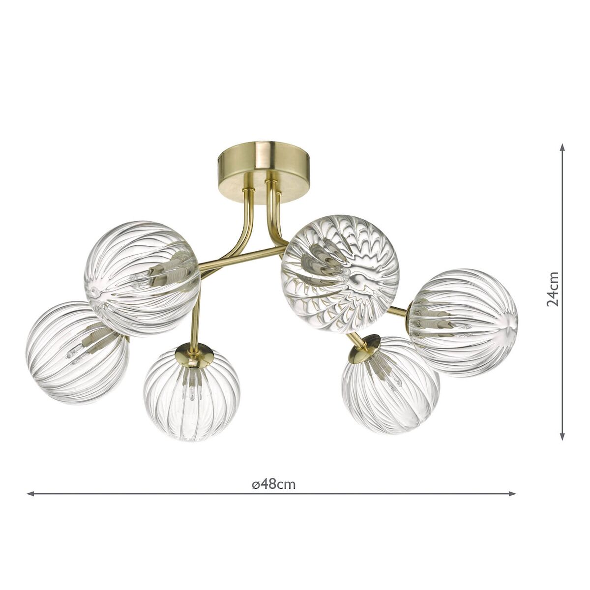 Yiska 6 Light Semi Flush Gold & Glass<br>Satin Gold - Image 6