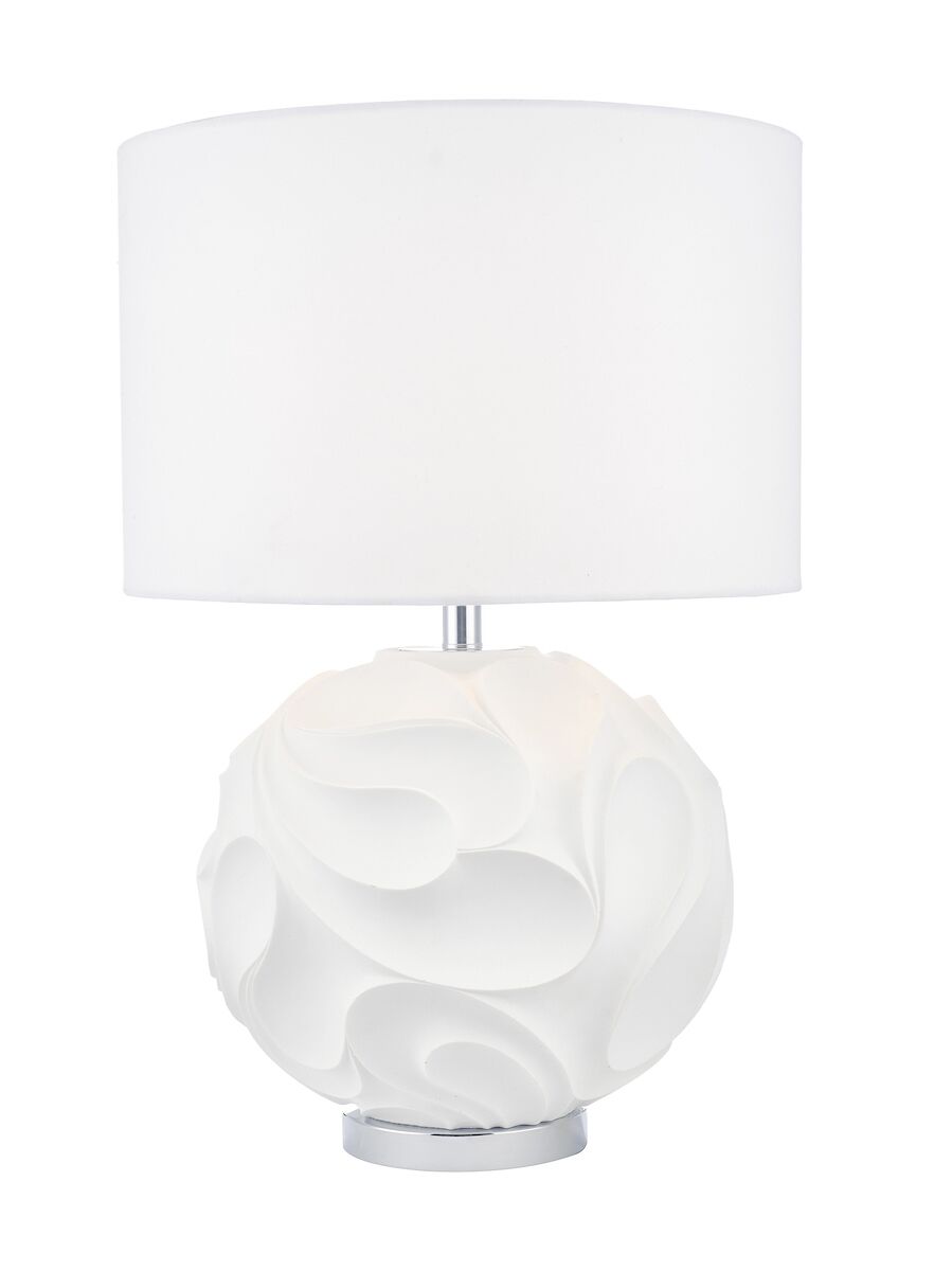 Zachary Round Table Lamp White With Shade <br>Matt White