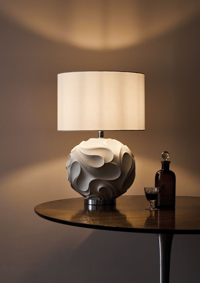 Zachary Round Table Lamp White With Shade <br>Matt White - Image 3