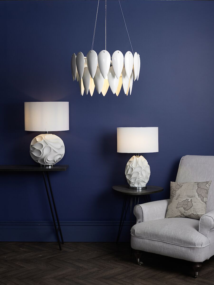 Zachary Round Table Lamp White With Shade <br>Matt White - Image 5