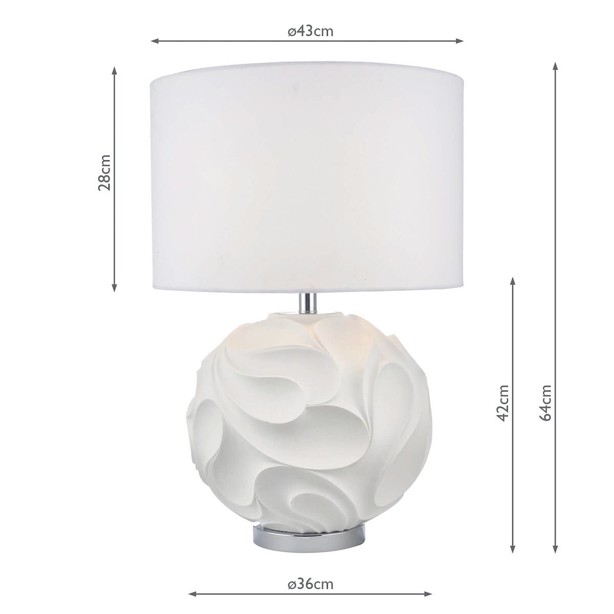 Zachary Round Table Lamp White With Shade <br>Matt White - Image 6