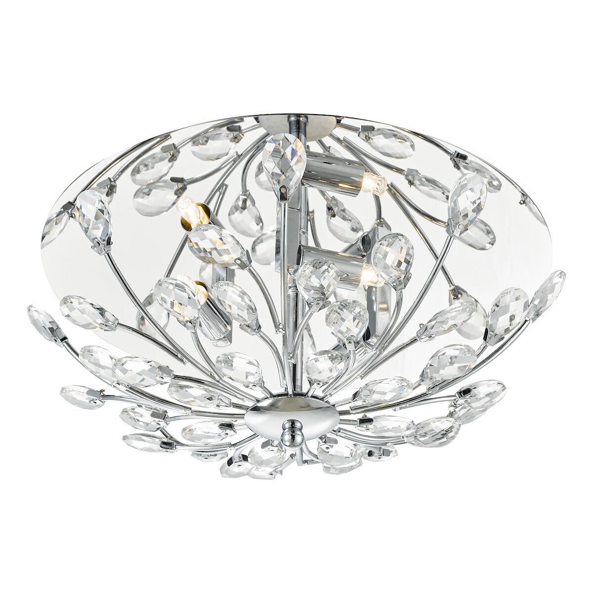 Zafir 3 Light Flush Polished Chrome Crystal<br>Polished Chrome