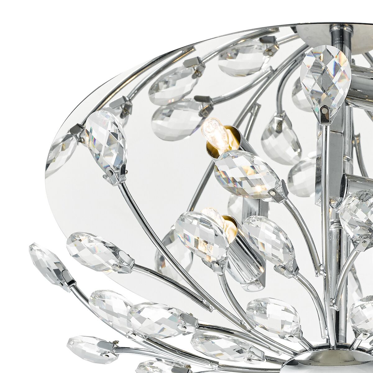 Zafir 3 Light Flush Polished Chrome Crystal<br>Polished Chrome - Image 2