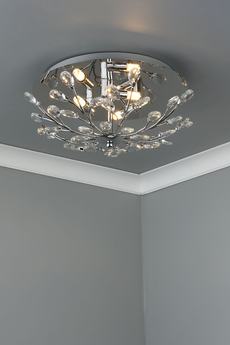 Zafir 3 Light Flush Polished Chrome Crystal<br>Polished Chrome - Image 4