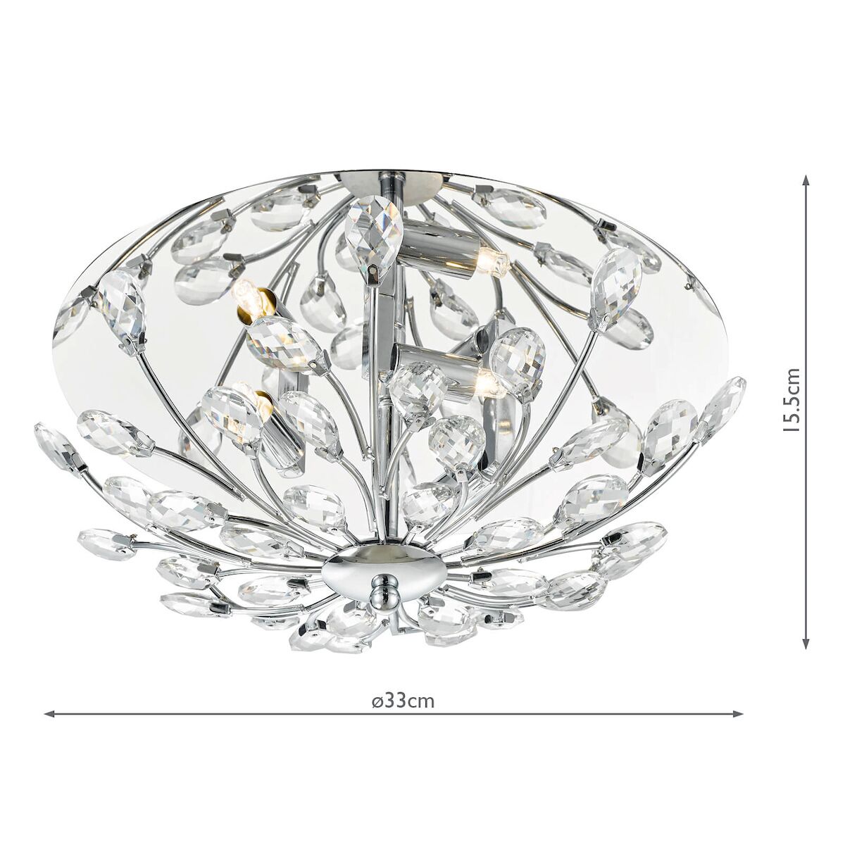 Zafir 3 Light Flush Polished Chrome Crystal<br>Polished Chrome - Image 5