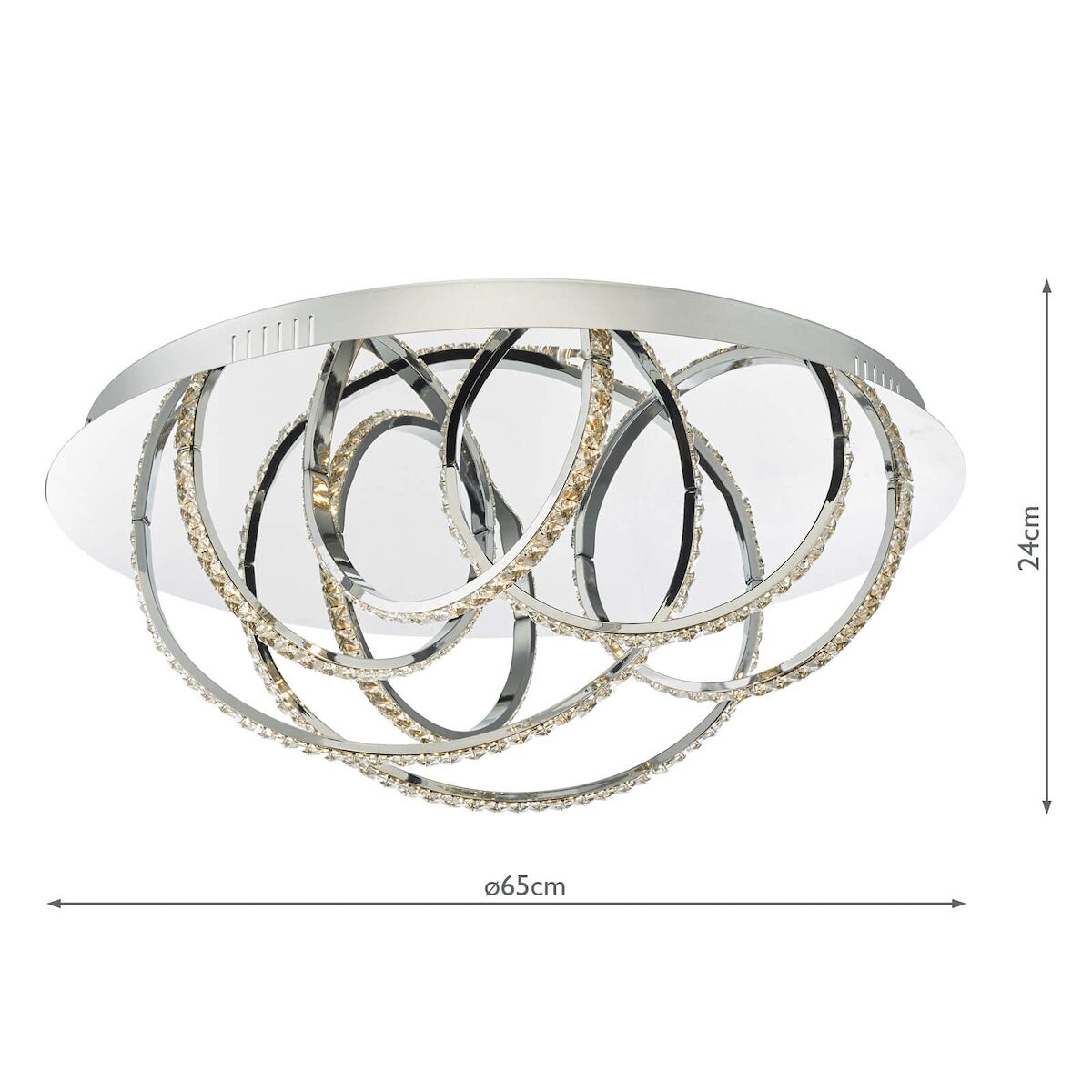 Zancara Large 7 Light Flush Polished Chrome Crystal LED<br>Polished Chrome - Image 6
