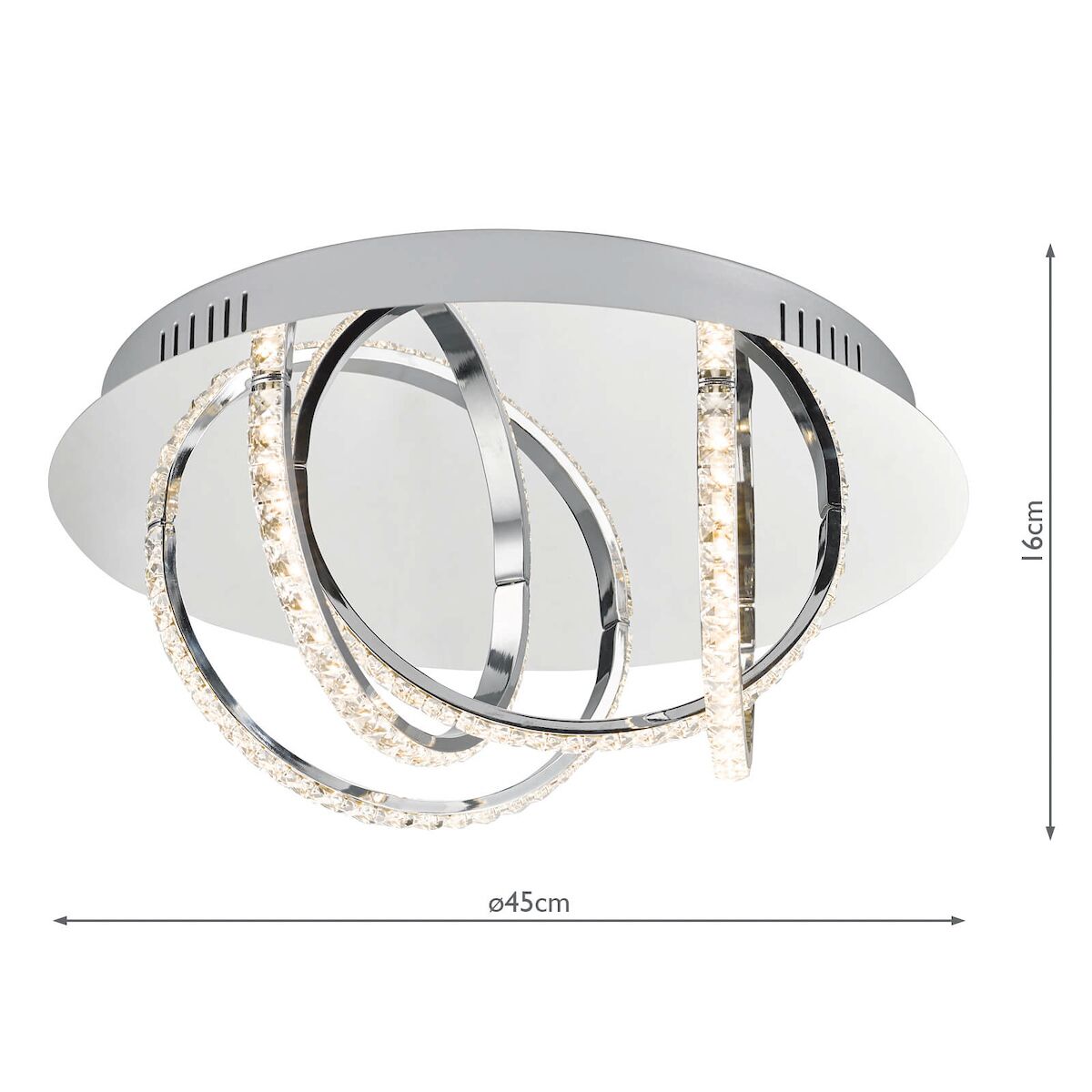 Zancara Small 4 Light Flush Polished Chrome and Crystal LED<br>Polished Chrome - Image 3