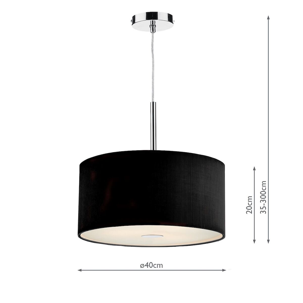 Zaragoza 3 Light Pendant Black 40cm<br>Black - Image 5