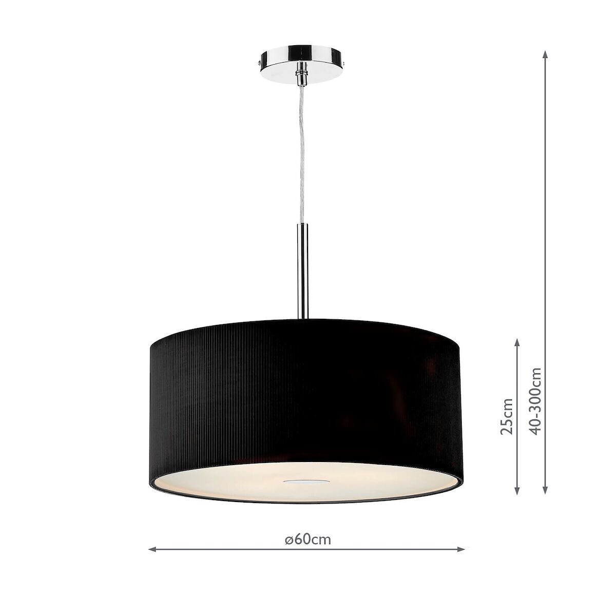 Zaragoza 3 Light Pendant Black 60cm<br>Black - Image 5