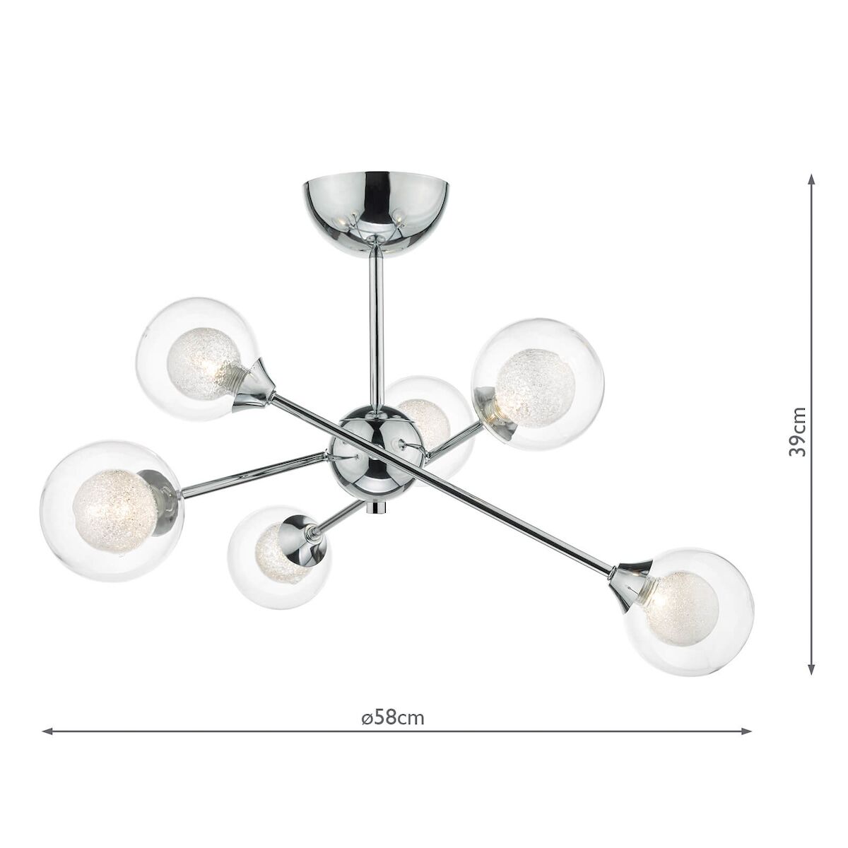 Zeke 6 Light Semi Flush Polished Chrome<br>Polished Chrome - Image 6