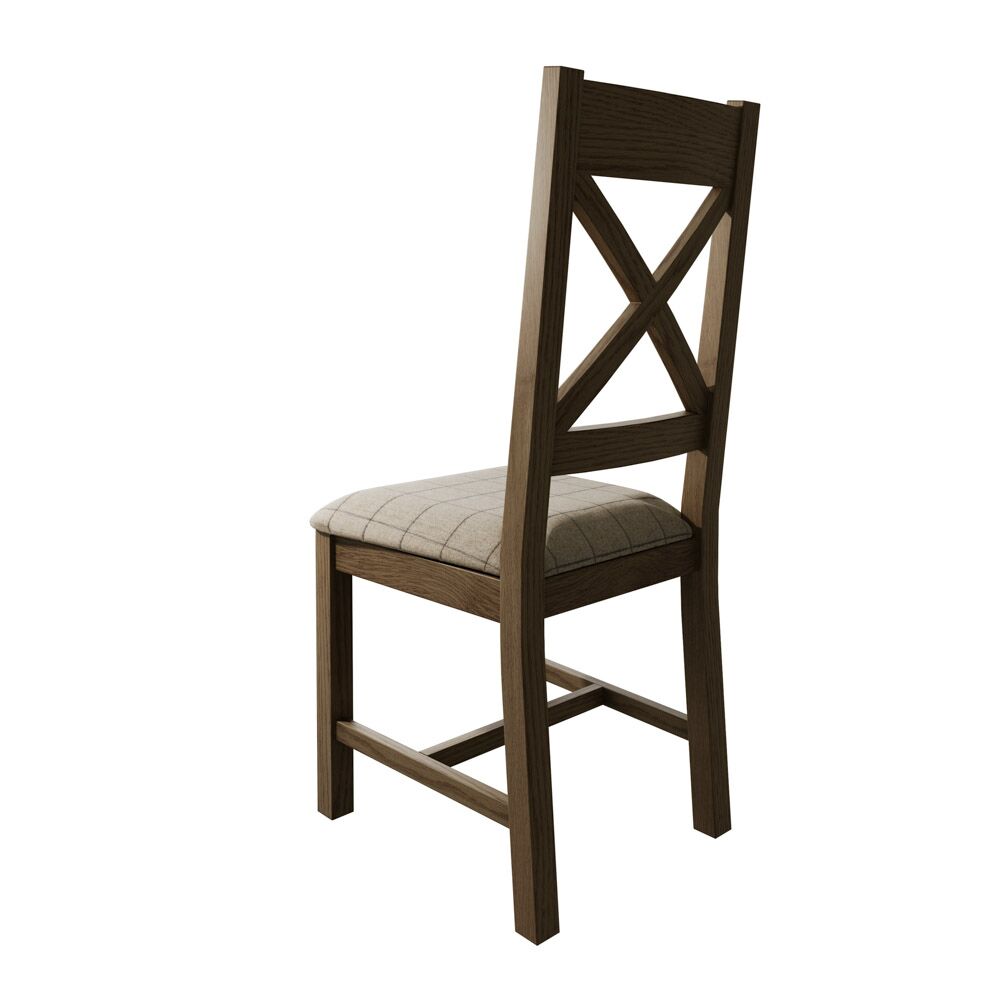 Bordeaux Cross Back Chair Fabric Seat in Check Natural - Image 3