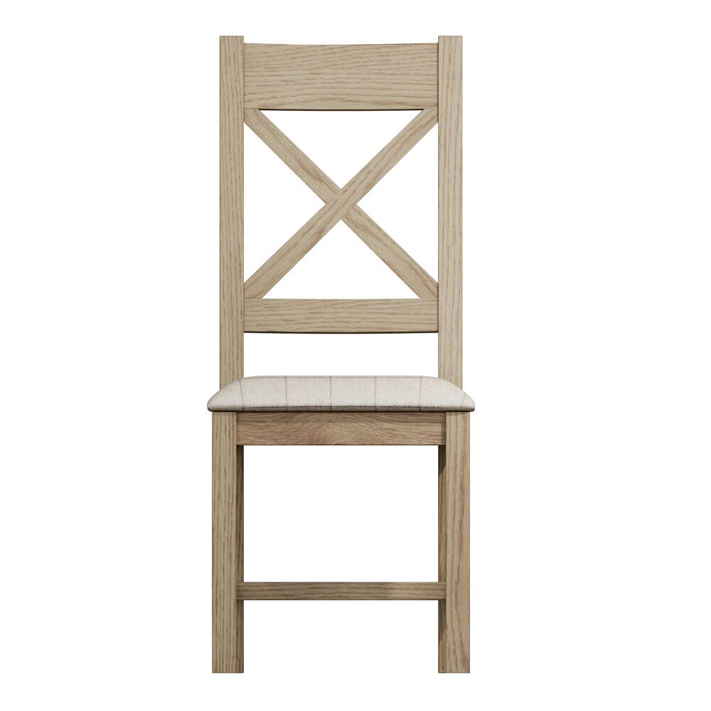 Bordeaux Cross Back Chair Fabric Seat in Check Natural - Image 4