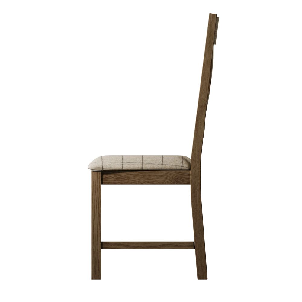 Bordeaux Cross Back Chair Fabric Seat in Check Natural - Image 5