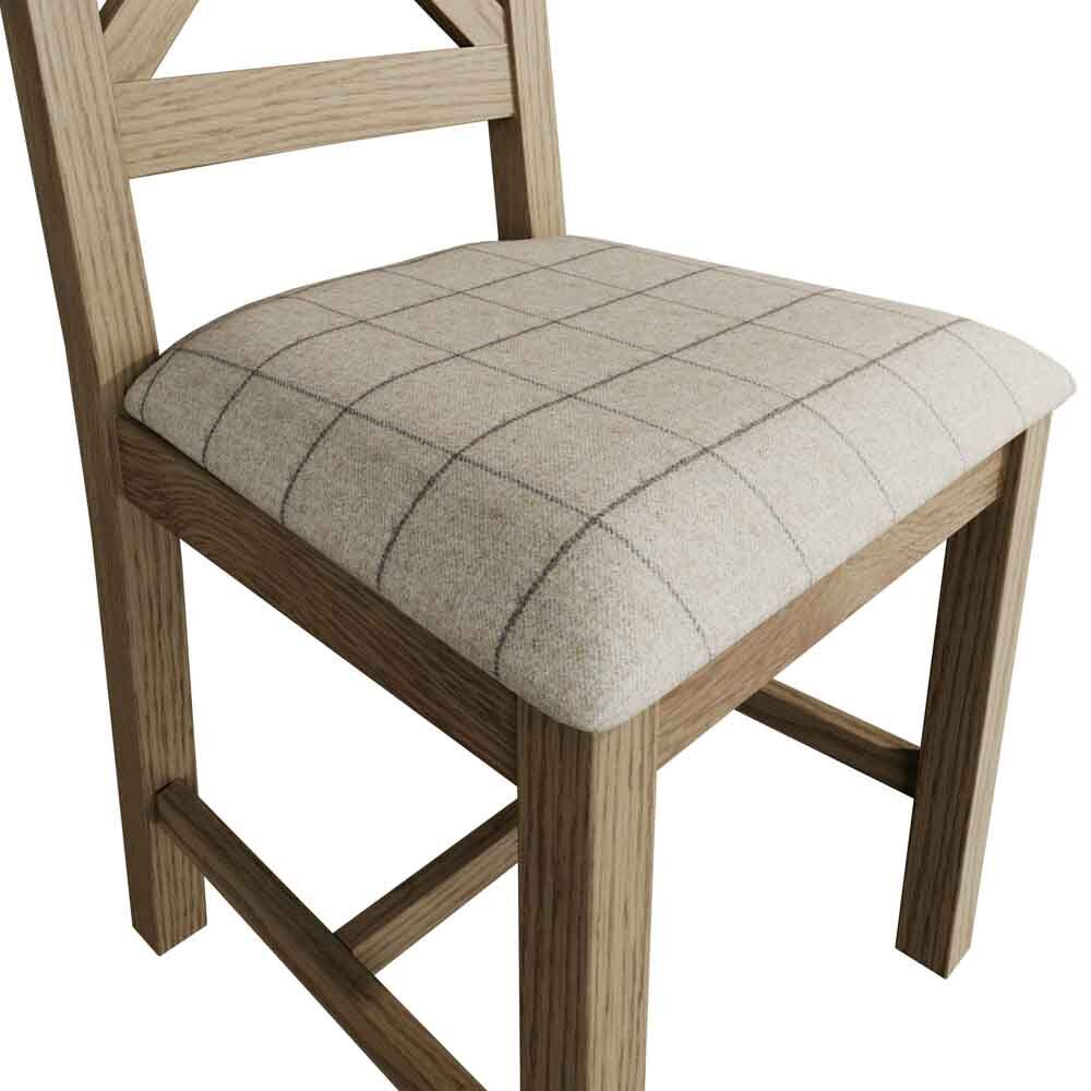 Bordeaux Cross Back Chair Fabric Seat in Check Natural - Image 6