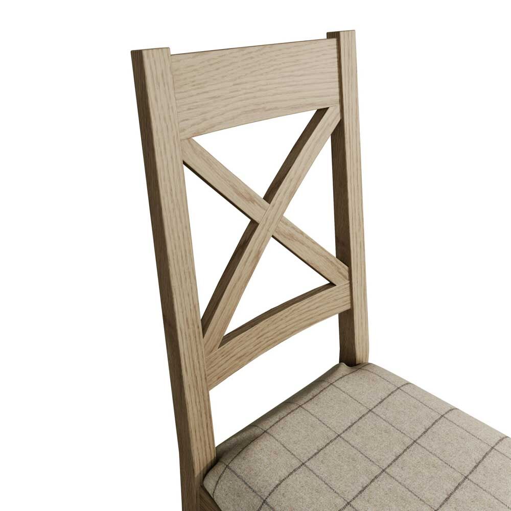 Bordeaux Cross Back Chair Fabric Seat in Check Natural - Image 7
