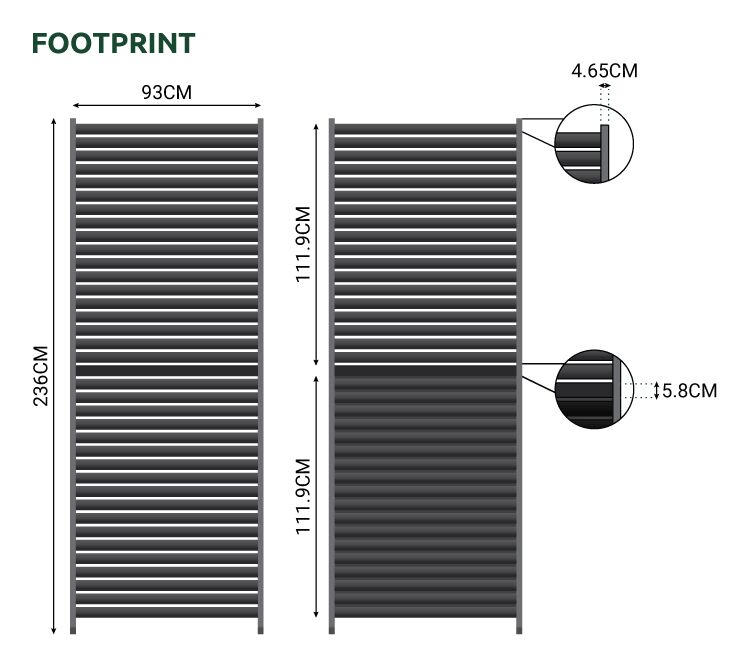 Nova <br> Titan 1m Aluminium Side Wall With Adjustable Louvres for 3m Titan Pergola - Grey - Image 4