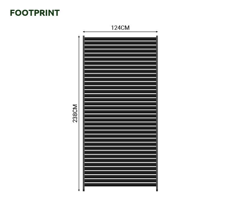 Nova <br> Titan 1.2m Aluminium Side Wall With Adjustable Louvres for 3.6m Titan Pergola - Grey - Image 4