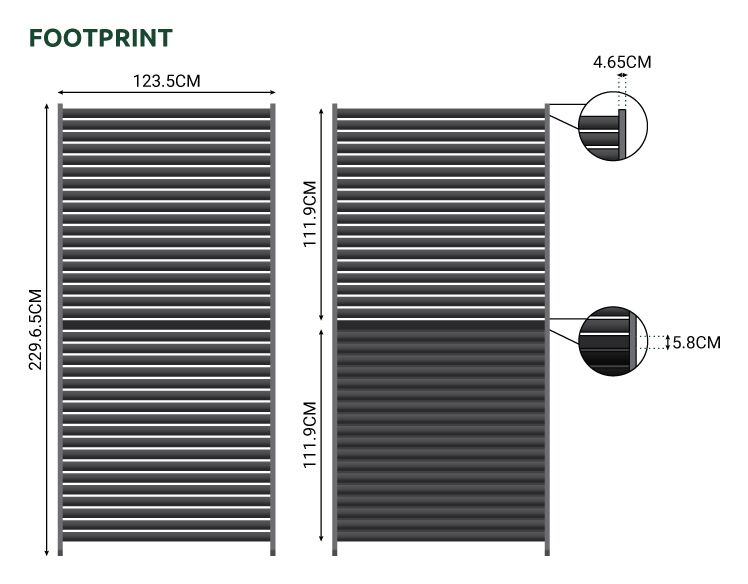 Nova <br> Titan 1.33m Aluminium Louvres Adjustable Side Wall for 4m Titan Pergola - Grey - Image 4