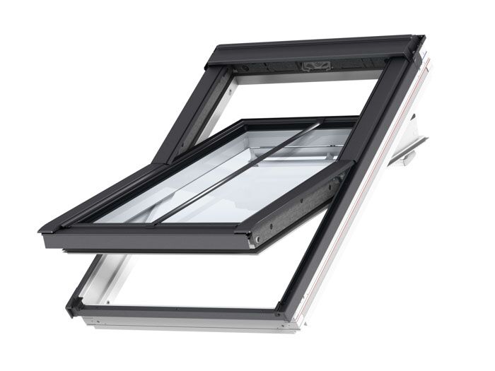 Velux GGL CK04 S15W01 Manual Centre Pivot Conservation Window - White int / Black ext - With Glazing Bar - 55x98cm