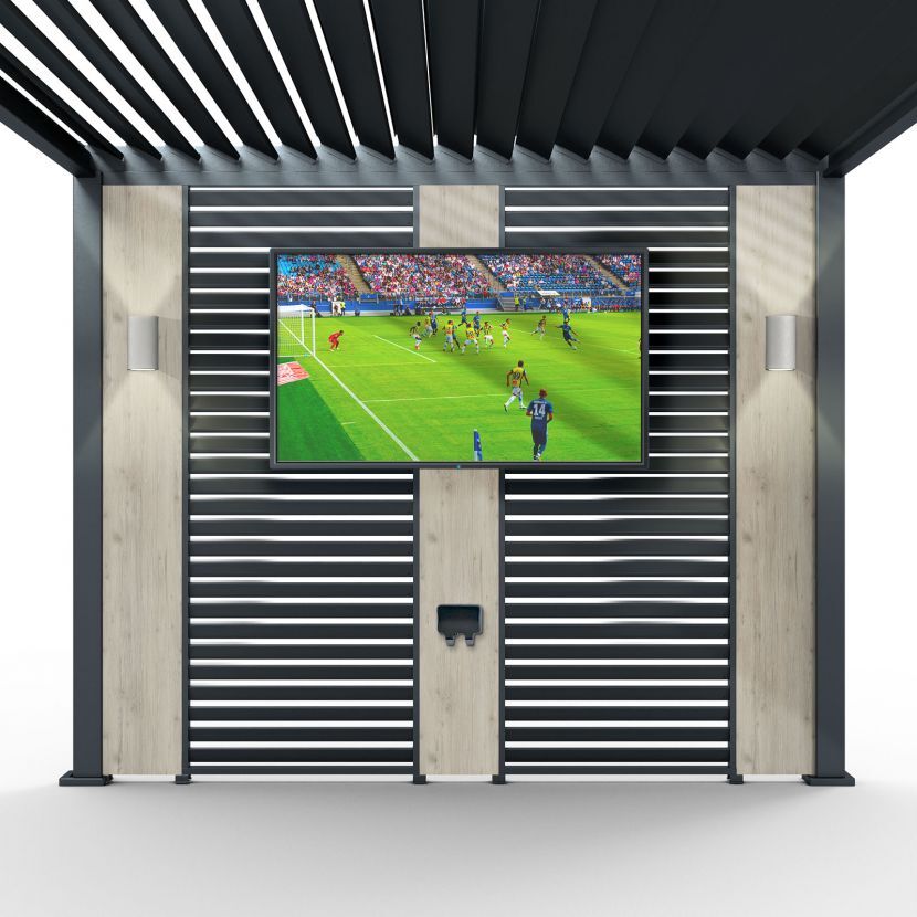 Nova <br> Titan Aluminium Pergola 31cm Solid Side Wall Panel - Wood Effect - Image 2