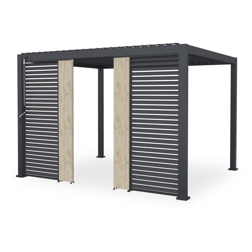 Nova <br> Titan Aluminium Pergola 31cm Solid Side Wall Panel - Wood Effect - Image 3