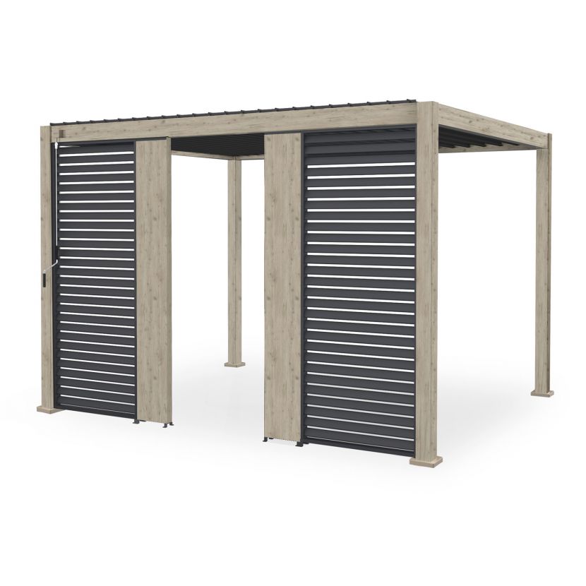 Nova <br> Titan Aluminium Pergola 31cm Solid Side Wall Panel - Wood Effect - Image 4