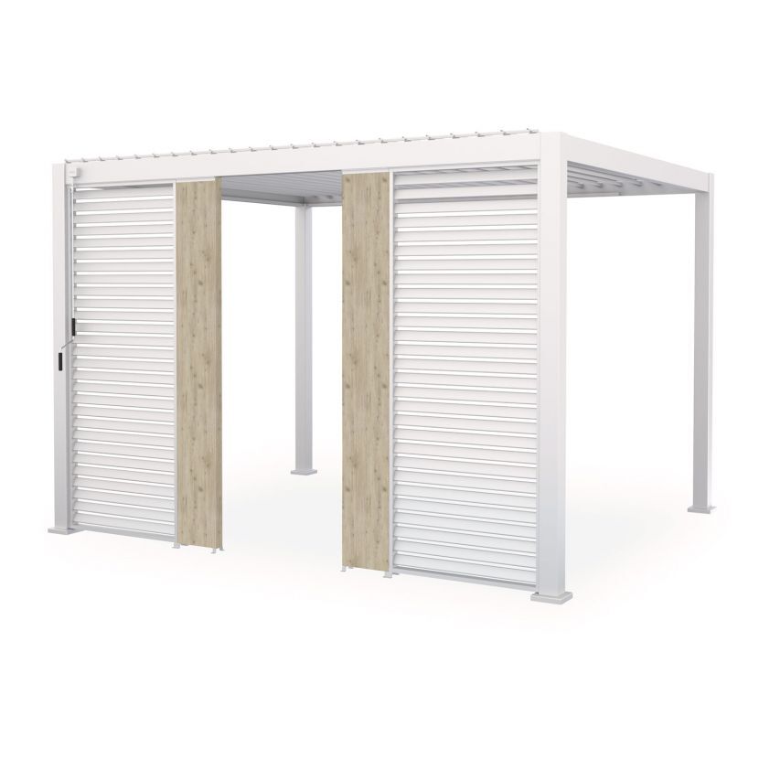 Nova <br> Titan Aluminium Pergola 31cm Solid Side Wall Panel - Wood Effect - Image 5