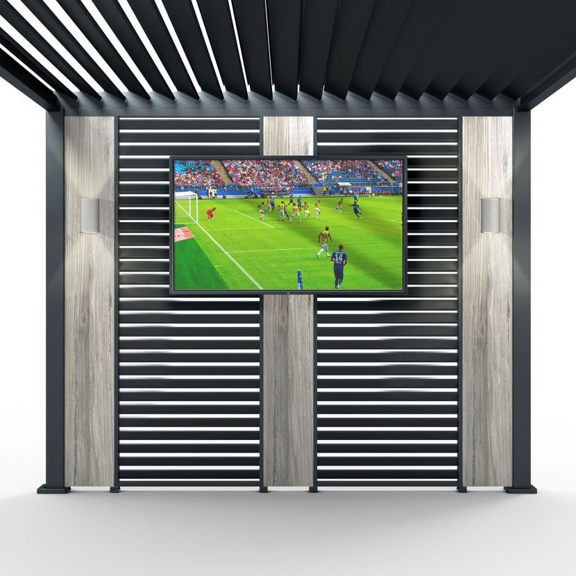 Nova <br> Titan Aluminium Pergola 31cm Solid Side Wall Panel - Wood Effect - Image 9