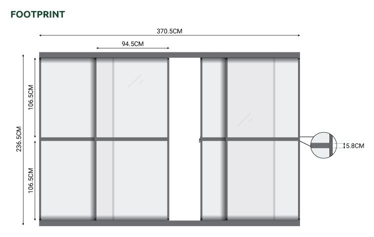 Nova <br> Titan Transparent French Sliding Door System - 4m - Grey - Image 5