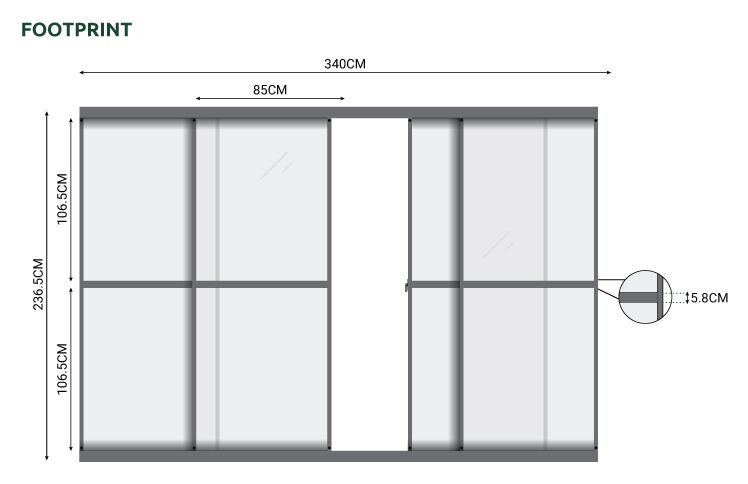 Nova <br> Titan Transparent French Sliding Door System - 3.6m - Grey - Image 5