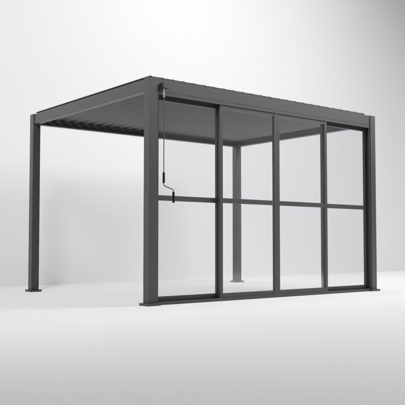 Nova <br> Titan Transparent French Sliding Door System - 3.6m - Grey