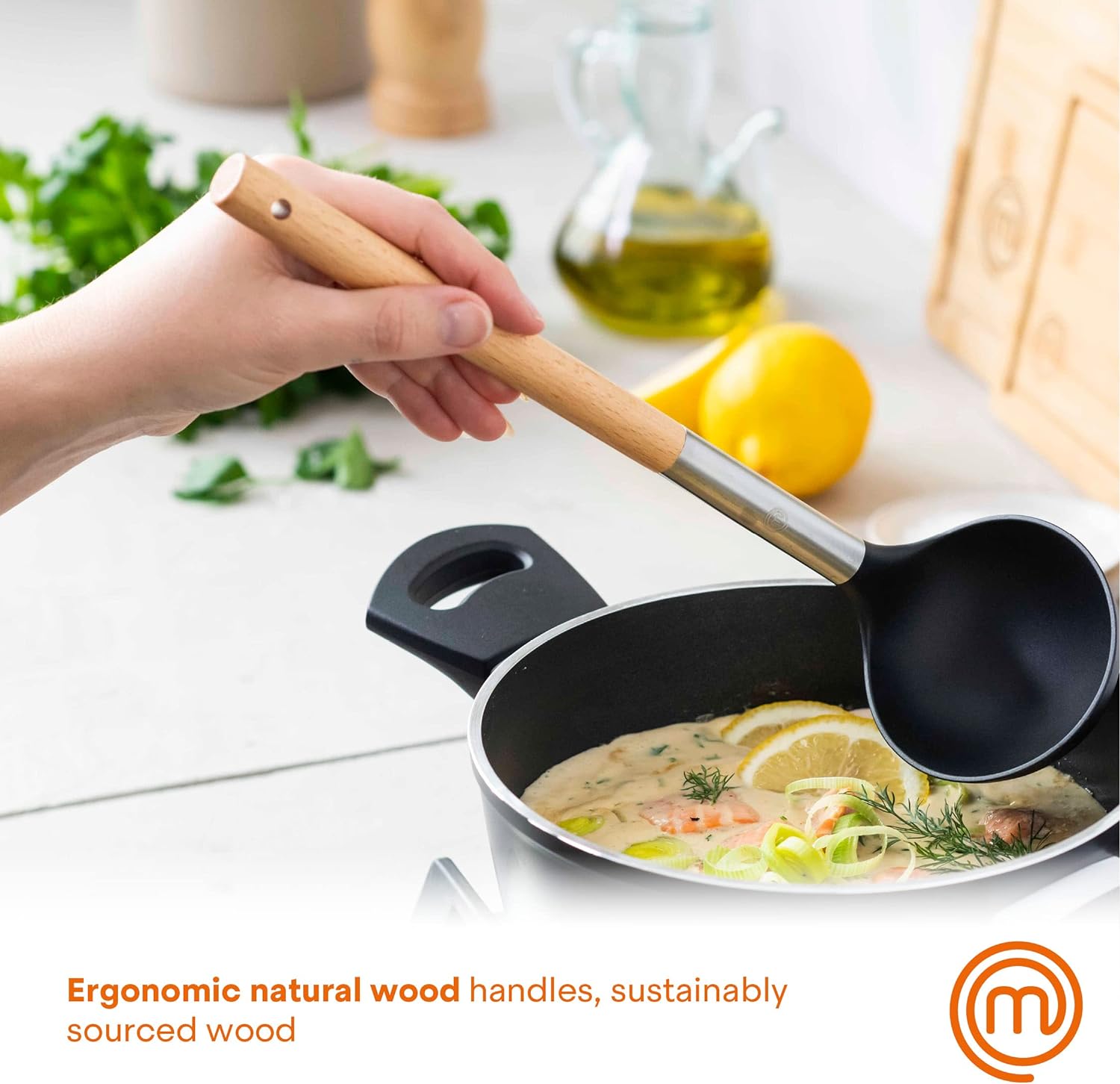 MasterChef 525732 6 Piece Natural Wood Utensil Set - Image 2