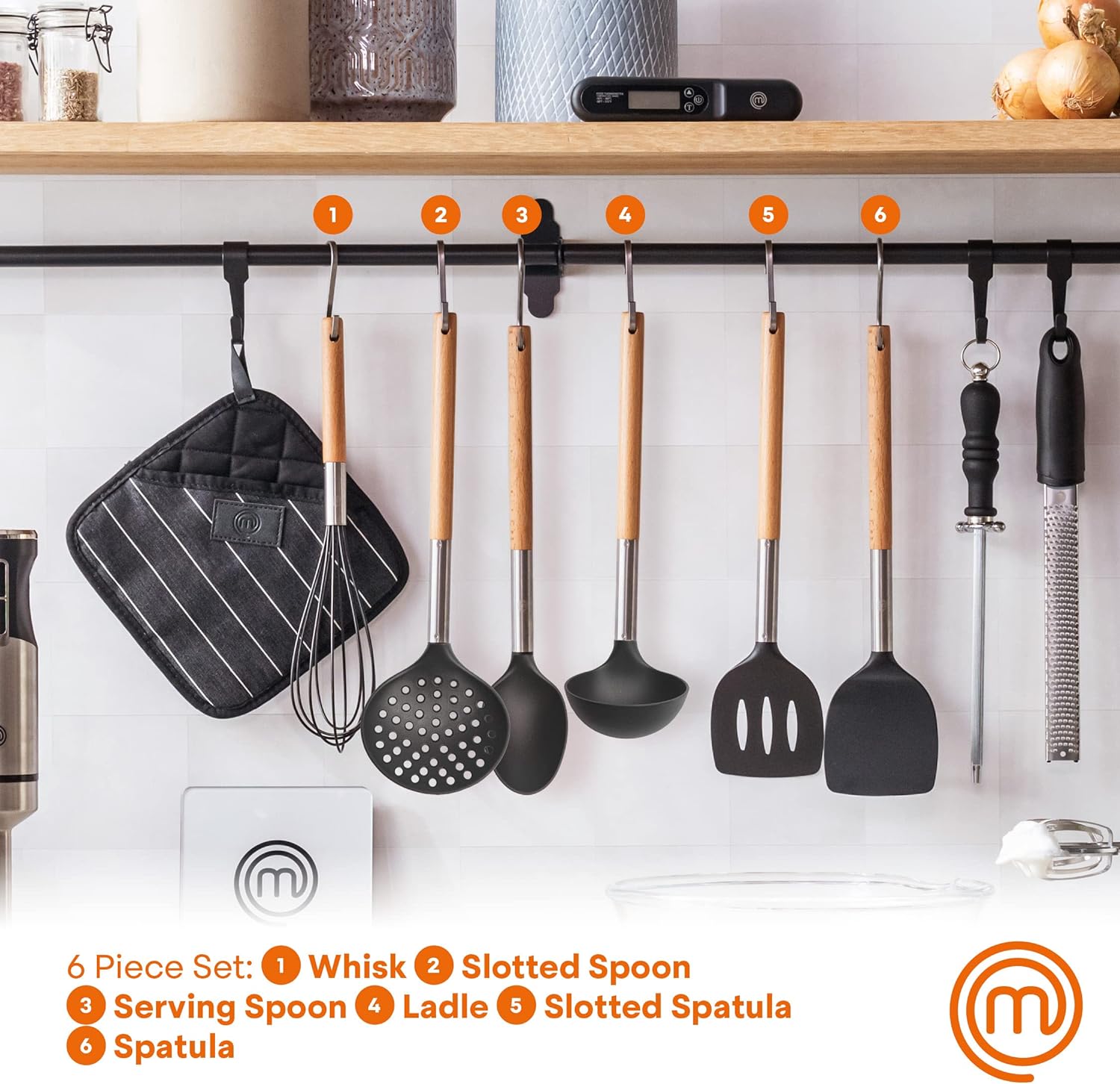 MasterChef 525732 6 Piece Natural Wood Utensil Set - Image 4
