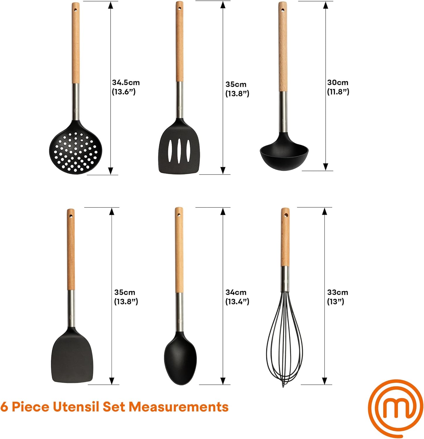 MasterChef 525732 6 Piece Natural Wood Utensil Set - Image 5