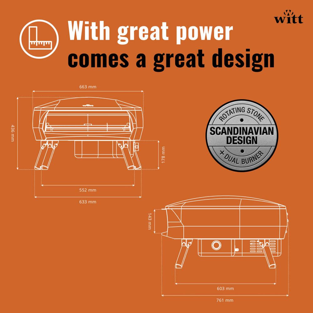 Witt Etna Rotante Pizza Oven 16" - Orange - Image 12