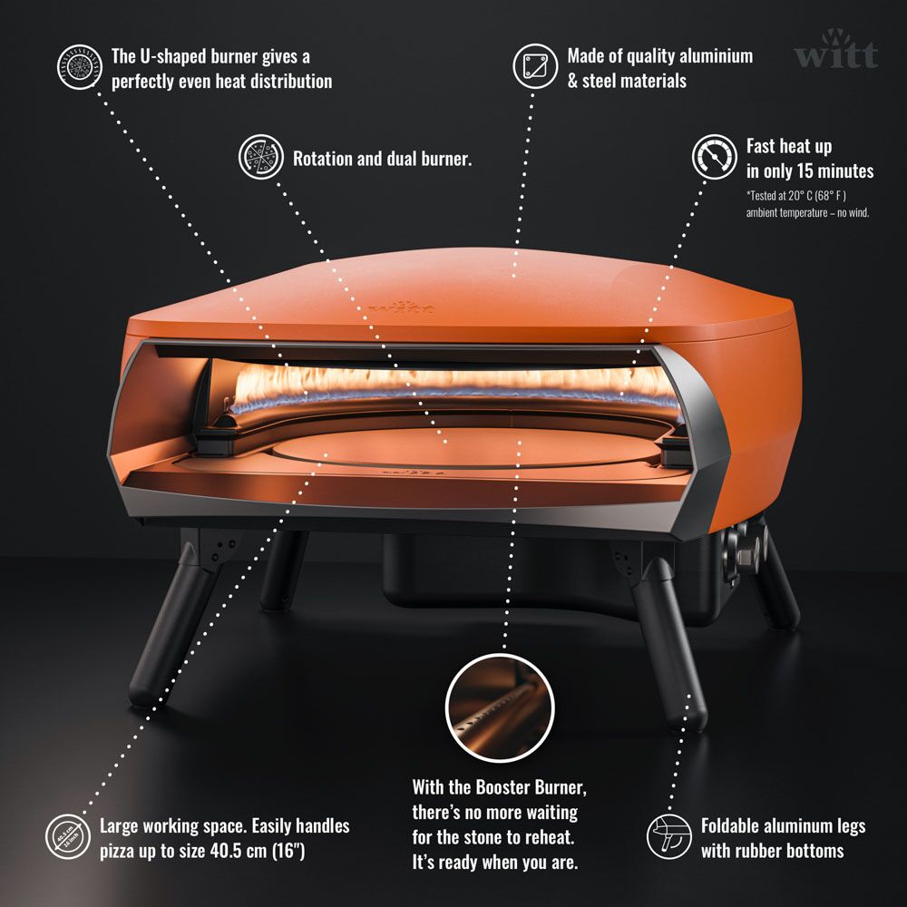 Witt Etna Rotante Pizza Oven 16" - Orange - Image 10