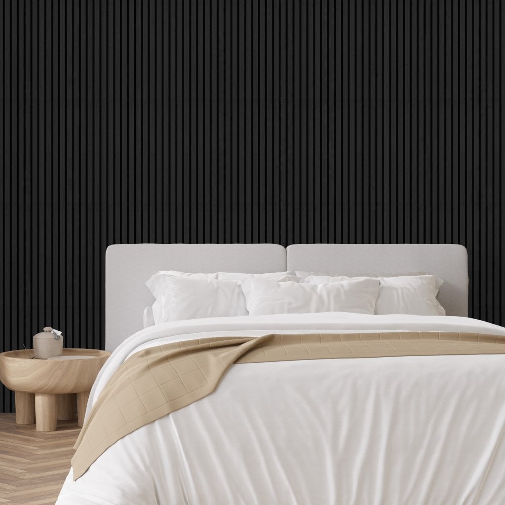 Dark Grey Premium Decorative Acoustic Slat Wall Panel - 2400mm x 600mm - Image 2