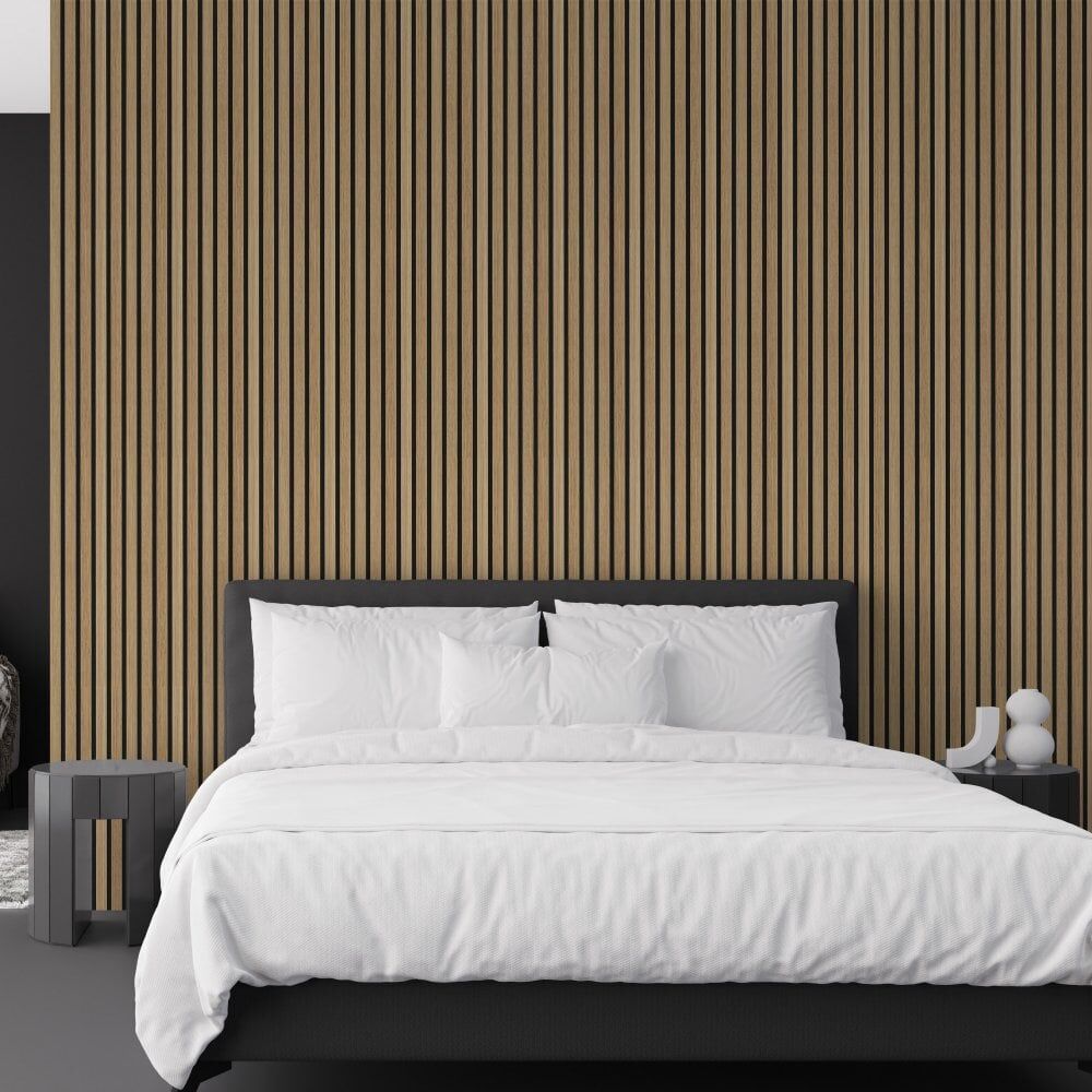 Natural Oak Premium Decorative Acoustic Slat Wall Panel - 2400mm x 600mm - Image 3